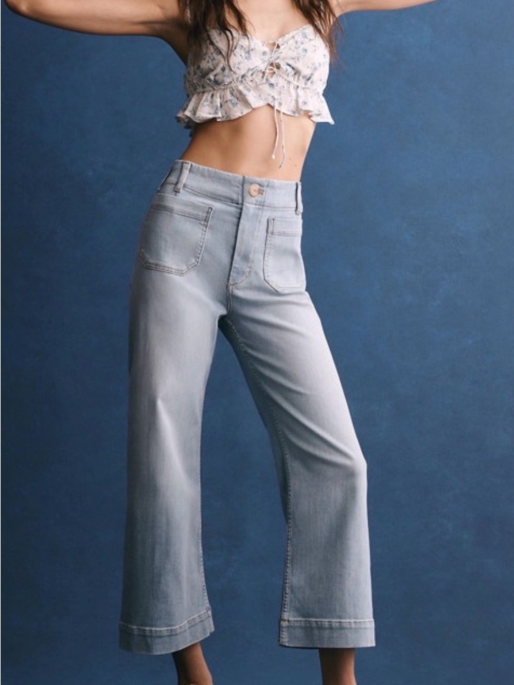 Maeve Light Blue High-Rise Wide-Leg Jeans